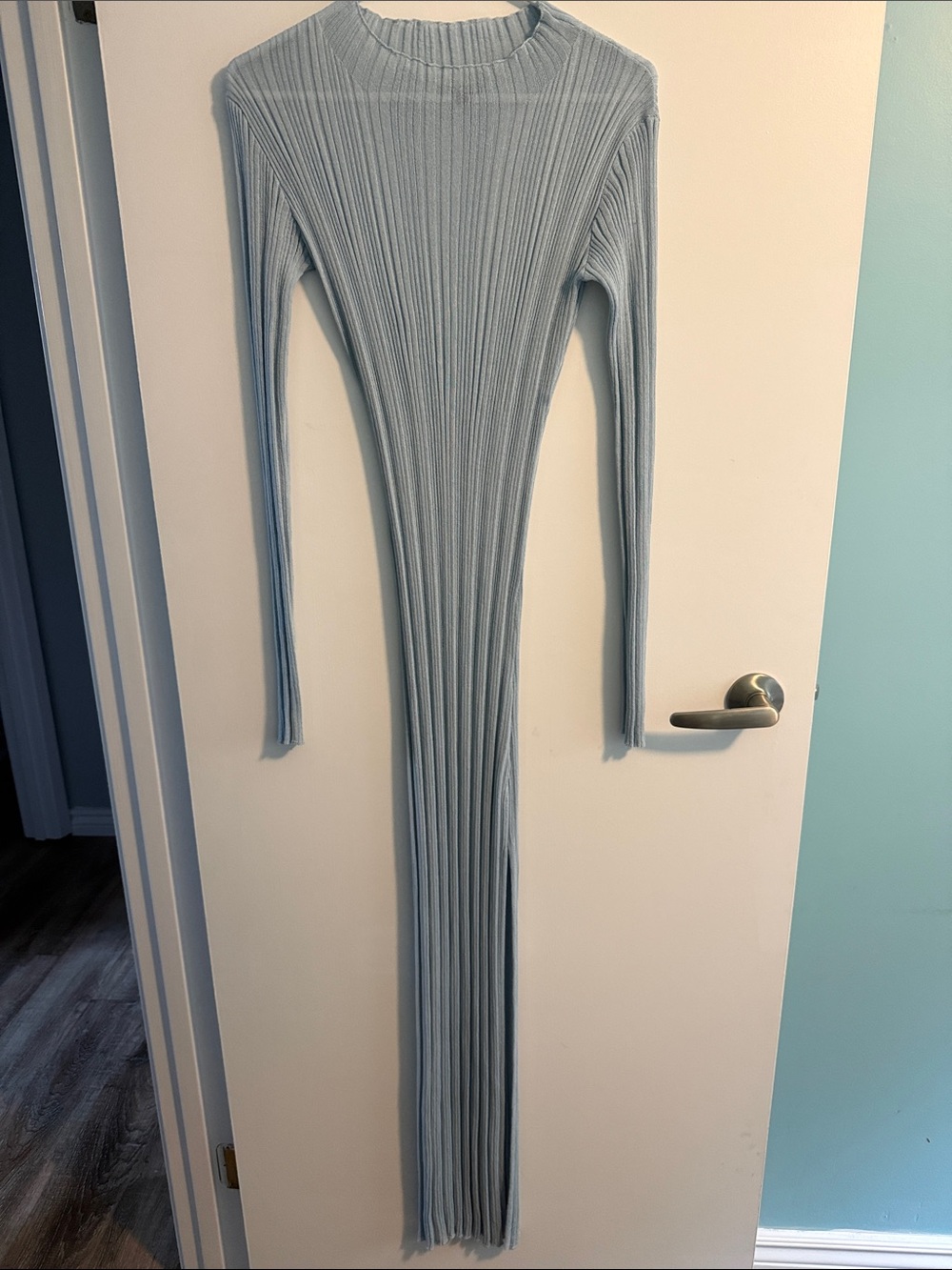 Dynamite Pale Blue Ribbed Knit Maxi Dress